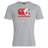 The Canterbury Canada CCC Flag Club T-Shirt by WRS Canterbury showcases a gray shade with bold red branding and a central Canadian maple leaf design.