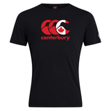 The Canterbury Canada CCC Flag Club T-Shirt by WRS Canterbury is made from a comfy cotton blend and features a red and white "Canterbury Kiwi Logo" with a maple leaf design on the front.