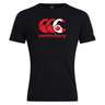 The Canterbury Canada CCC Flag Club T-Shirt by WRS Canterbury is made from a comfy cotton blend and features a red and white "Canterbury Kiwi Logo" with a maple leaf design on the front.