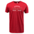 The Nations of Rugby Canada Wordmark Supersoft Tee by WRS LAT is a red tee that showcases a white "Canada Rugby" wordmark with a maple leaf graphic beneath the text on the front.