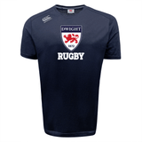 A navy blue rugby shirt with the text "dwight 1872 rugby" featuring VapoDri technology, and a red crest with a white horse on the front, along with the WRS Canterbury logo