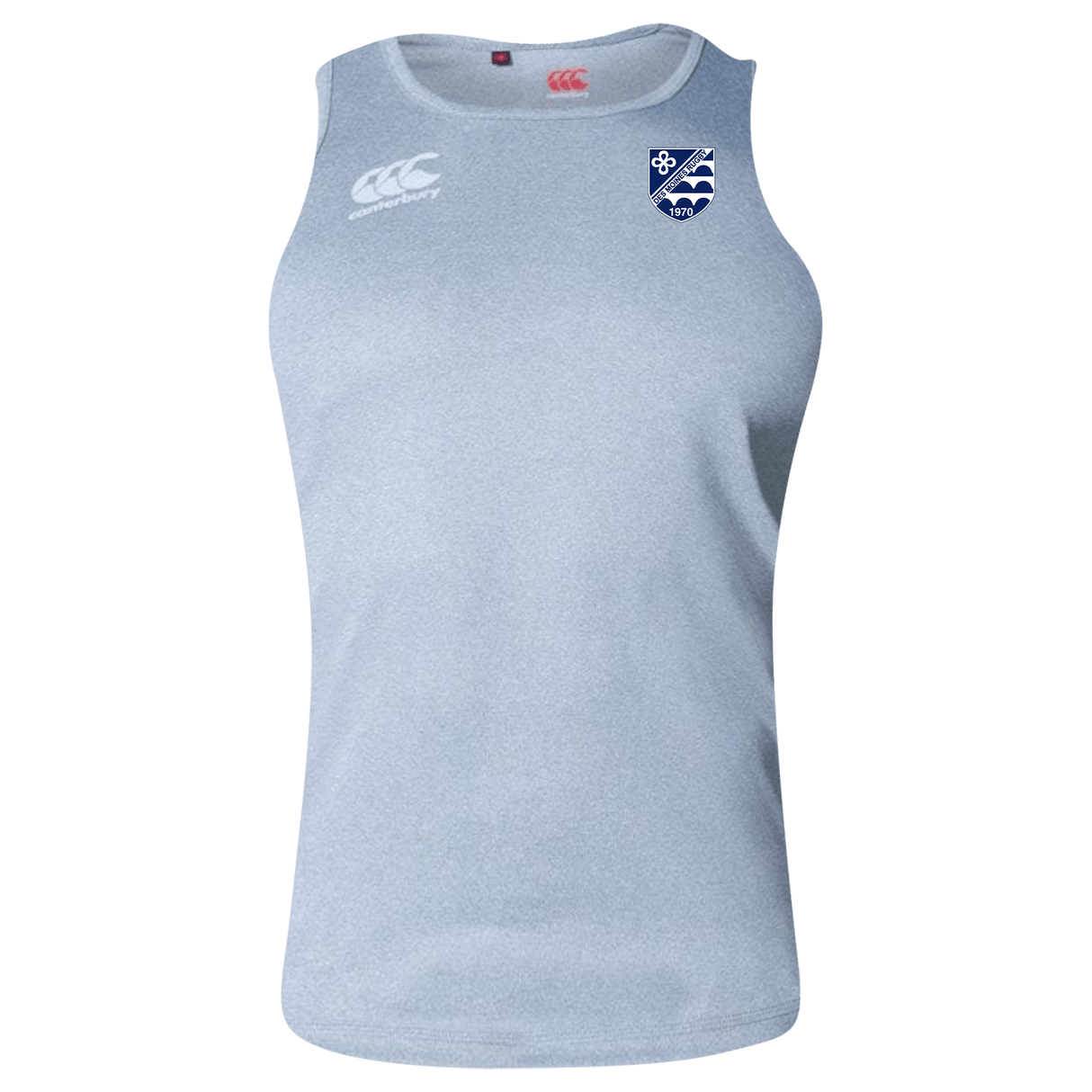 Front of grey performance singlet with White CCC logo on the right chest and Des Moines right chest