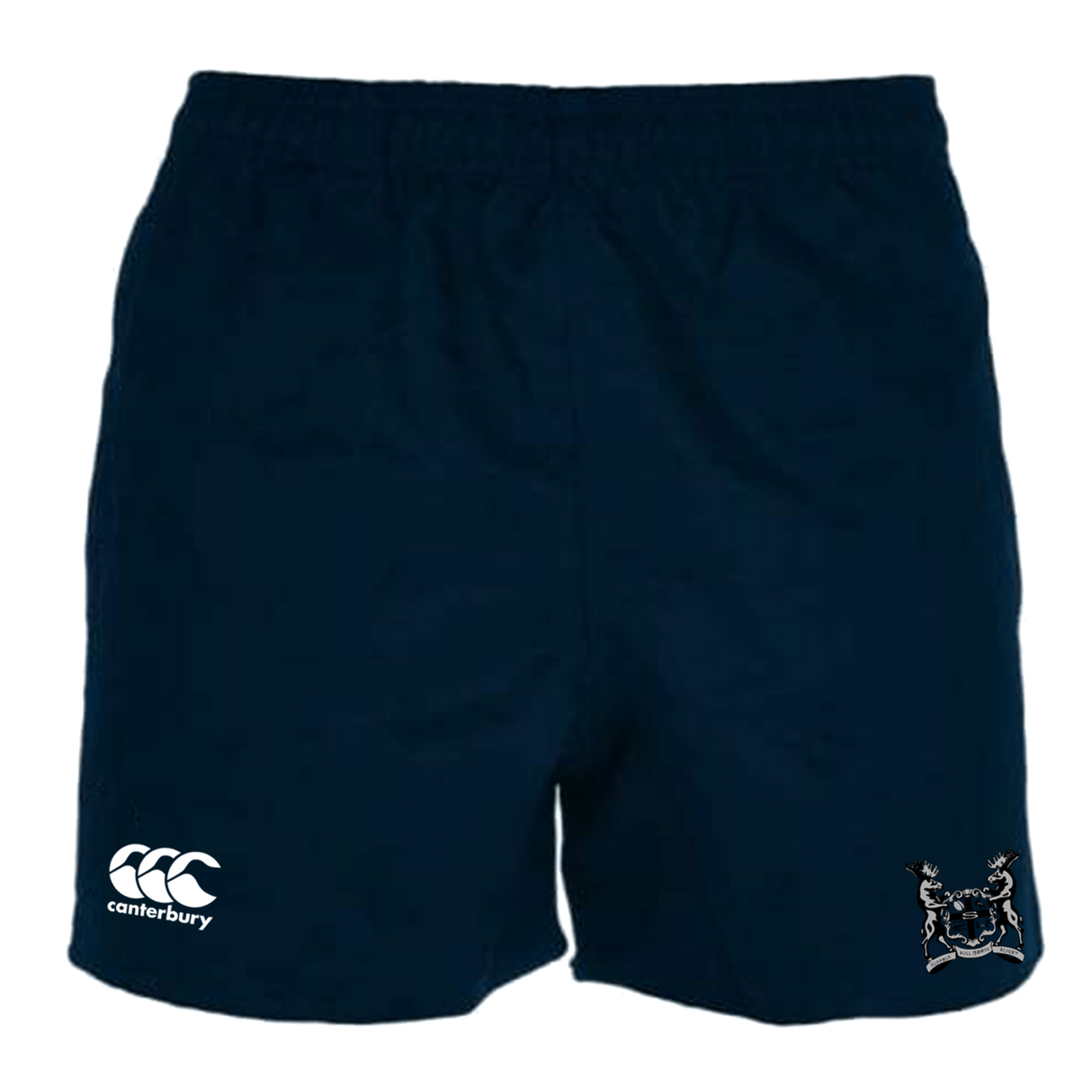 A Suffolk Bull Moose Rugby Canterbury Professional Polyester Pocketed Rugby Short with the WRS Canterbury logo on it.