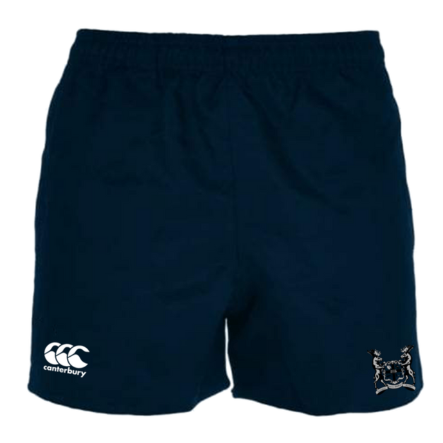 A Suffolk Bull Moose Rugby Canterbury Professional Polyester Pocketed Rugby Short with the WRS Canterbury logo on it.