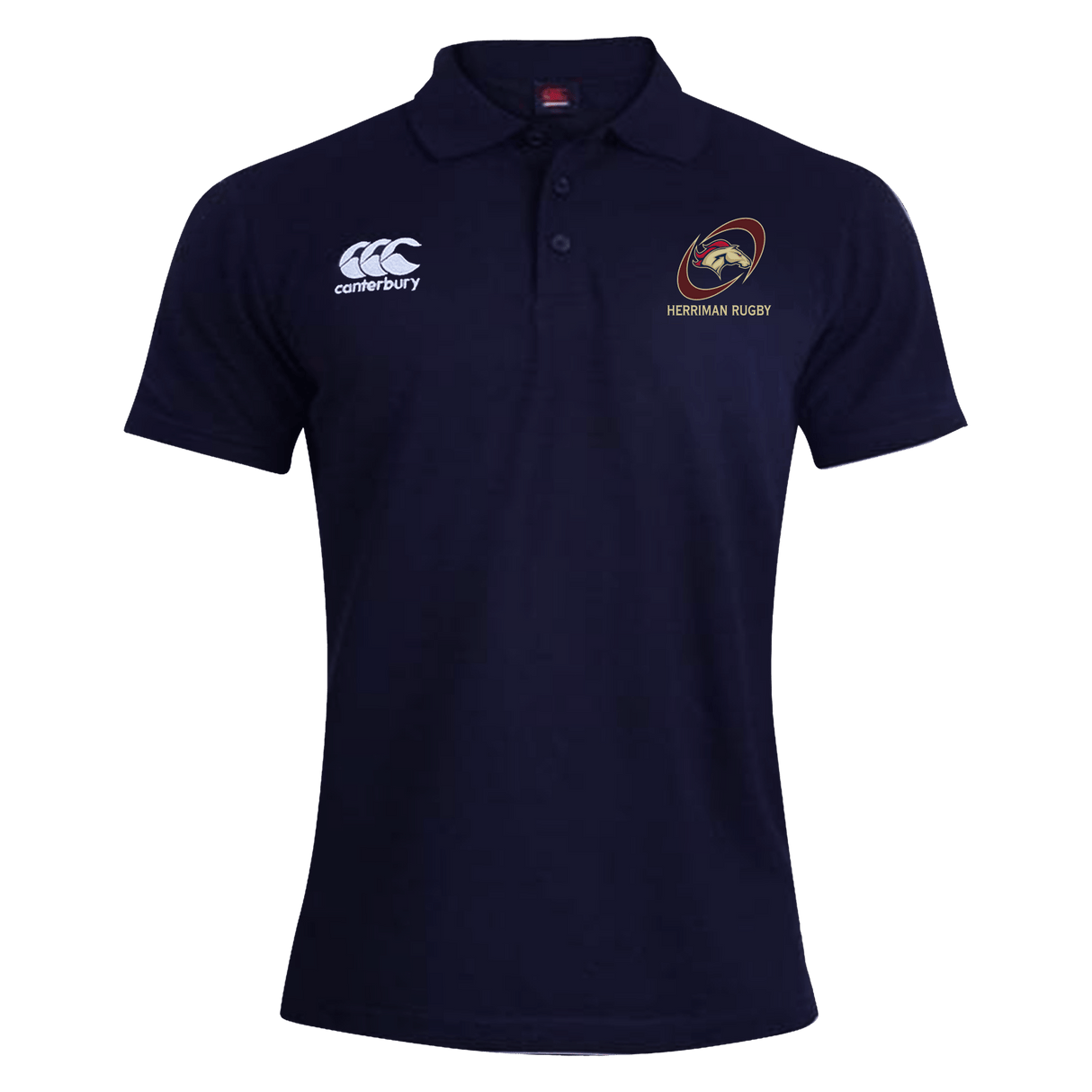 A Herriman High School WRS Canterbury rugby polo with an embroidered Canterbury logo.