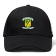 Blackthorn RFC Flexfit Drill Cap by EMB Canterbury with an embroidered logo reading "Blackhorn Football Rugby Club," featuring a green and yellow emblem with crossed rugby posts and a curved brim.
