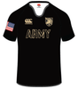The West Point Black CCC Ihi Replica Jersey by Custom CCC MUD features short sleeves, "ARMY" in gold, a gold chest crest, Canterbury logo, and a U.S. flag patch on the right sleeve. Order 7/1-14; allow 8 weeks for production/delivery.