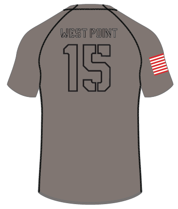 The West Point Green CCC Ihi Regular Fit Replica Jersey by Custom CCC MUD features "WEST POINT" and number 15 on the back, plus an American flag patch on the right sleeve. Order from 7/1-14; allow 8 weeks for production/delivery.