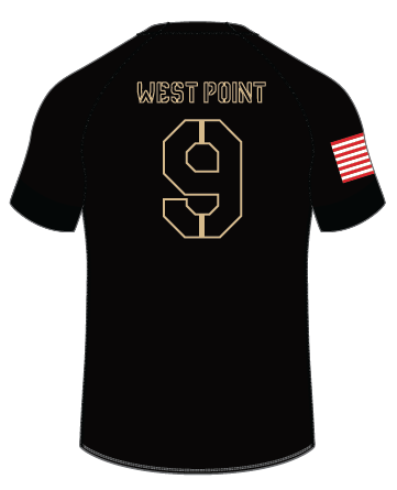 The West Point Black CCC Ihi Regular Fit Replica Jersey by Custom CCC MUD features "WEST POINT" and the number 9 in gold on the back, plus an American flag patch on the right sleeve. Ordering 7/1-14; allow 8 weeks for delivery.