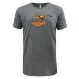 Supersoft T-shirt from WRS LAT in gray, showcasing a cheetah illustration and the text "Toyota Cheetahs" with a stylized swoosh design—a must-have for rugby enthusiasts.