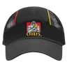 The Gallagher Chiefs Super Rugby Training Cap 25/26 by Classic Sportswear is a black cap with a mesh back, featuring an embroidered muscular figure and "Gallagher Chiefs" on the front.