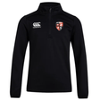 A black Rye High School Rugby Club 1/4 Zip Mid Layer Training Top with EMB Canterbury and rugby team logos on the chest, designed as a rugby training top.