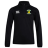 Black Blackthorn RFC Club 1/4 zip mid-layer pullover featuring the EMB Canterbury logo on the right chest and a sports team emblem on the left chest.