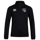 Black Chicago Valkyries Club 1/4 Zip Mid Layer Training Top with a logo featuring a wolf on the right chest by EMB Canterbury.
