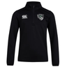 Black Chicago Valkyries Club 1/4 Zip Mid Layer Training Top with a logo featuring a wolf on the right chest by EMB Canterbury.