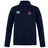 A navy long-sleeve pullover with a quarter-zip, featuring white Canterbury logo on the left chest and a red Rugby East logo on the right chest. This modern fit Rugby training top is crafted from premium fleece fabric for warmth and comfort. The product is called **Rugby East Conference Club 1/4 Zip Mid Layer Training Top by Canterbury**, and it is by the brand **EMB Canterbury**.