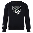 A black WRS Canterbury Chicago Valkyries Club Crew Sweatshirt with a winged skull graphic design in green and white on the front.