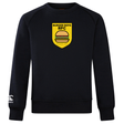 Navy ultra soft sweatshirt from the WRS Canterbury brand, known as the Burger Boys RFC Club Crew Sweatshirt, showcasing a burger logo with the text "BURGER BOYS RFC, Founded 1980" on the front and an embroidered CCC logo from the Canterbury Club Crew collection.