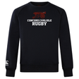 This exceptionally soft black sweatshirt, the Concord Carlisle Rugby Club Crew Sweatshirt by WRS Canterbury, showcases "CONCORD CARLISLE RUGBY" and a red cannon graphic on the front. It is an authentic Canterbury Club Crew Sweatshirt, adorned with an embroidered CCC logo for extra detail and style.