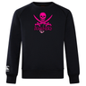 Black crew sweatshirt with a pink "mariners" logo and a skull and crossed swords design displayed on the front: WRS Canterbury SUNY Maritime Club Crew Sweatshirt.