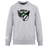 WRS Canterbury Chicago Valkyries Club Crew sweatshirt in gray with a graphic of a green and white eagle logo and the text "Chicago" above it. The left sleeve has a small logo near the wrist.
