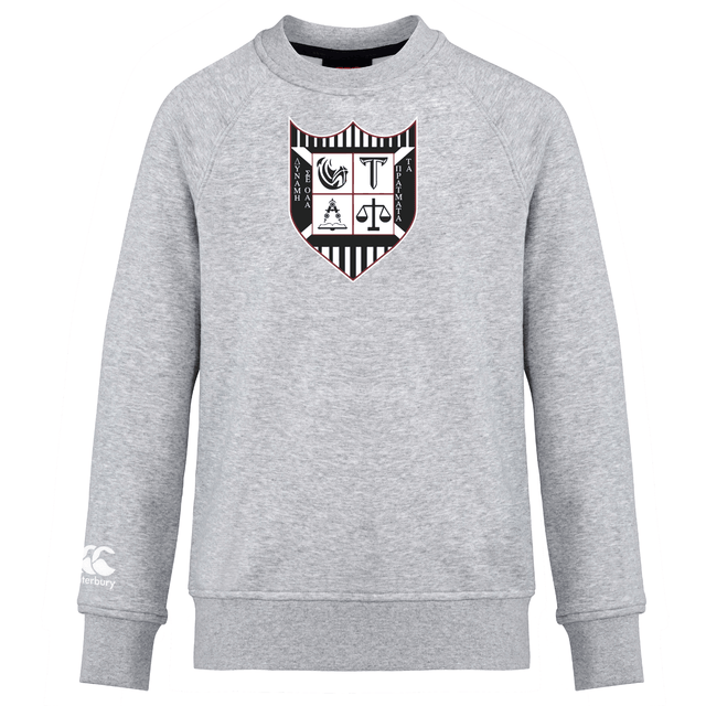 Grey long-sleeved WRS Canterbury sweatshirt featuring a detailed black and white graphic print on the chest and a logo on the left sleeve.