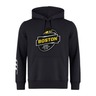 Black Boston RFC Club Hoodie by WRS Canterbury, with a logo on the front and a stripe design on the left sleeve, customization optional.