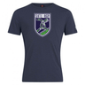 Navy blue WRS Canterbury Seattle Rugby Club Club Plain Tee crafted from a cotton blend, featuring the Seattle rugby logo with a green and white emblem that includes a rugby ball and anchor design.
