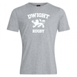 Grey t-shirt made from a premium cotton blend featuring "Dwight Rugby" and a lion graphic printed in white on the front, Dwight Rugby White Logo Club Plain Tee by Canterbury, WRS Canterbury.