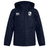 EMB Canterbury navy blue Rugby Football Club at Christopher Newport University Club Vaposhield Full Zip Rain Jacket with a hood, featuring a logo on the right chest and a crest on the left chest, enhanced with VapoShield water-resistant technology, displayed against a white background