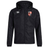 A Rye High School Rugby Club Vaposhield Full Zip Rain Jacket by EMB Canterbury with a zippered front and a hood, featuring a white CCC Rugby Club logo on the right chest and a rugby club emblem on the left.