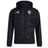 Black Troy University Rugby Club Vaposhield Full Zip Rain Jacket by EMB Canterbury featuring VapoShield water-resistant technology, with a hood and the brand logo on the right chest. This jacket also includes a shield emblem on the left and a lightweight mesh lining.