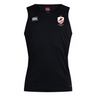 The West Potomac RFC Club Dry Singlet by EMB Canterbury is a black singlet with the Canterbury logo on the right chest and the West Potomac RFC badge on the left, featuring Vapodri Technology for optimal comfort during training.