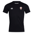 The West Potomac RFC Club Dry Tee by EMB Canterbury is a breathable black workout jersey with a right chest Canterbury logo and maroon/white club crest, designed for ultimate comfort.
