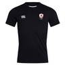 The West Potomac RFC Club Dry Tee by EMB Canterbury is a breathable black workout jersey with a right chest Canterbury logo and maroon/white club crest, designed for ultimate comfort.