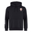 The West Potomac RFC Club Hoodie by WRS Canterbury is a black custom rugby hoodie with a small white and red crest on the left chest and a bold white graphic on the right sleeve.