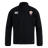 The West Potomac RFC Club Track Jacket by EMB Canterbury is black with a white logo on the right chest and a red and white shield emblem on the left. This lightweight, water-repellent jacket is shown on a plain white background.
