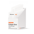 A white carton contains 15 packs of Momentous Collagen Shot by Momentous, Orange Mango Flavor, with hydrolyzed bovine collagen peptides, labeled as a joint and bone health dietary supplement.