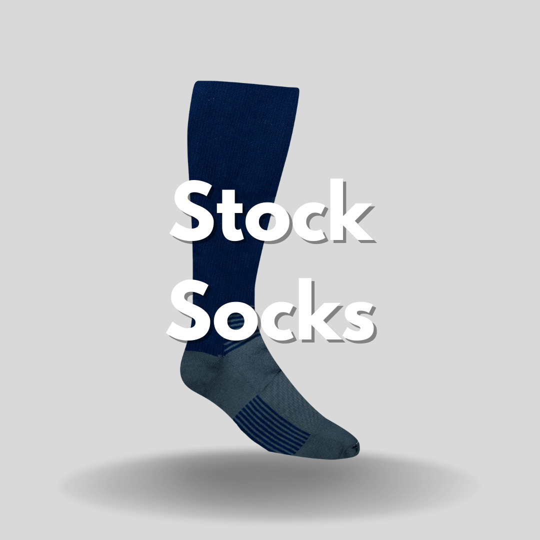 Floating Rugby sock with Stock Socks text layed over top