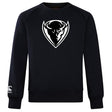 The DePaul University Club Crew Sweatshirt by WRS Canterbury is an ultra-soft black sweatshirt featuring a stylized white bull head logo on the front and an embroidered CCC logo on the left sleeve.