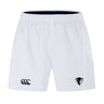 The DePaul University Advantage Short 2.0 by EMB Canterbury sports shorts have two logos on the front—one on the left leg and one on the right leg—and are crafted with recycled content for ultimate performance.