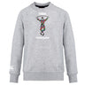 The Dallas Harlequins Club Crew Sweatshirt by WRS Canterbury features a gray ultra-soft fabric, colorful jester front graphic, "Dallas" above, "Harlequins" below, and the Kukri logo on the left sleeve—comfort and style for fans.