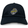 Black Boston RFC Adult Low-Profile Cotton Twill Dad Cap with a yellow and black EMB Alpha Broder logo embroidered on the front.