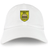 The EMB S&S Activewear Burger Boys RFC Adult Low-Profile Cotton Twill Dad Cap is white, with an embroidered yellow shield showing a burger and the text "BURGER BOYS RFC FOUNDED 1940" on the front.
