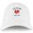 The Les Bleus France Rugby Dad Cap by EMB S&S Activewear is a white cotton twill hat featuring a red rooster and blue "LES BLEUS FRANCE RUGBY" text—a must-have for any France Rugby fan.