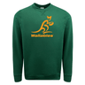 This WRS Augusta Wallabies Fleece Crewneck Sweatshirt combines comfort and style, featuring the word "Wallabies" on a green fabric inspired by Australia greats.