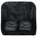 Close-up of a Gallagher Chiefs Super Rugby Boot Bag by DryWorld, showcasing a black mesh section through which two white cricket balls with "new balance" printed on them are partially visible.