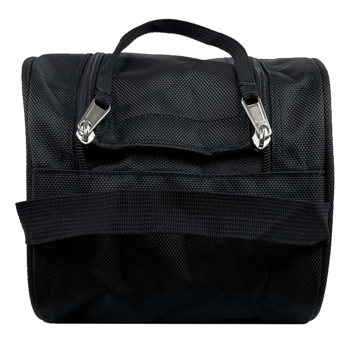 The Gallagher Chiefs Super Rugby Boot Bag by DryWorld is a black, cylindrical bag with a handle on top and a zipper closure, perfect for doubling as a compact toiletry bag.