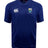 The Las Colinas Rugby Royal Vapodri Evader Jersey by EMB Canterbury is a blue short-sleeve top with the Canterbury logo, a bird and star crest on the chest, and Vapodri moisture-wicking tech to keep you cool on the rugby field.