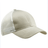 The S&S Activewear Eco Trucker Hat features a beige and white design with a curved brim and mesh back panels, crafted from recycled polyester for sustainable style.